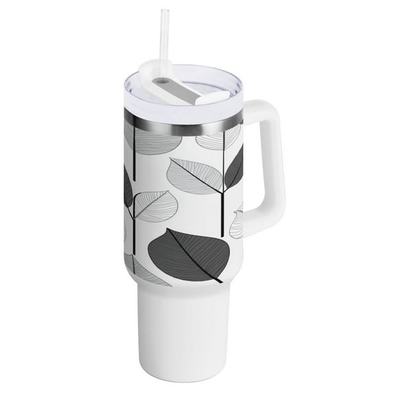 40 Oz Car Handle Water Bottle Water Cup Water Bottle Water Jug Coffee Cup Travel Water Bottle Super Cool Cartoon Leaves