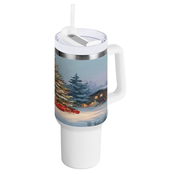 40 Oz Car Handle Water Bottle Water Cup Water Bottle Water Jug Coffee Cup Travel Water Bottle Warm Christmas Tree