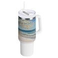 thumbnail image 1 of 40 Oz Car Handle Water Bottle Water Cup Water Bottle Water Jug Coffee Cup Travel Water Bottle White Flower Tree, 1 of 8