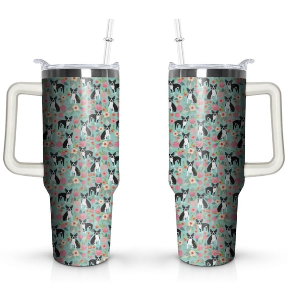 40 Oz Dachshund Tumbler with Handle and Straw, Dog Travel Mug Water Bottle, Stainless Steel Insulated Cup with Lid and Straw, Birthday Christmas Gifts