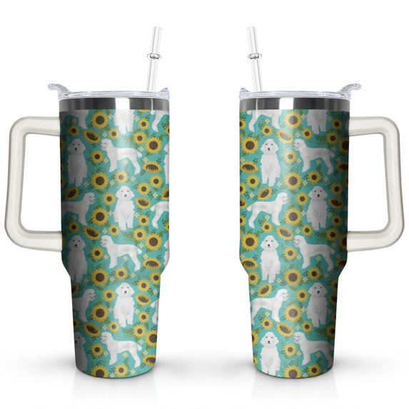 40 Oz Dachshund Tumbler with Handle and Straw, Dog Travel Mug Water Bottle, Stainless Steel Insulated Cup with Lid and Straw, Birthday Christmas Gifts