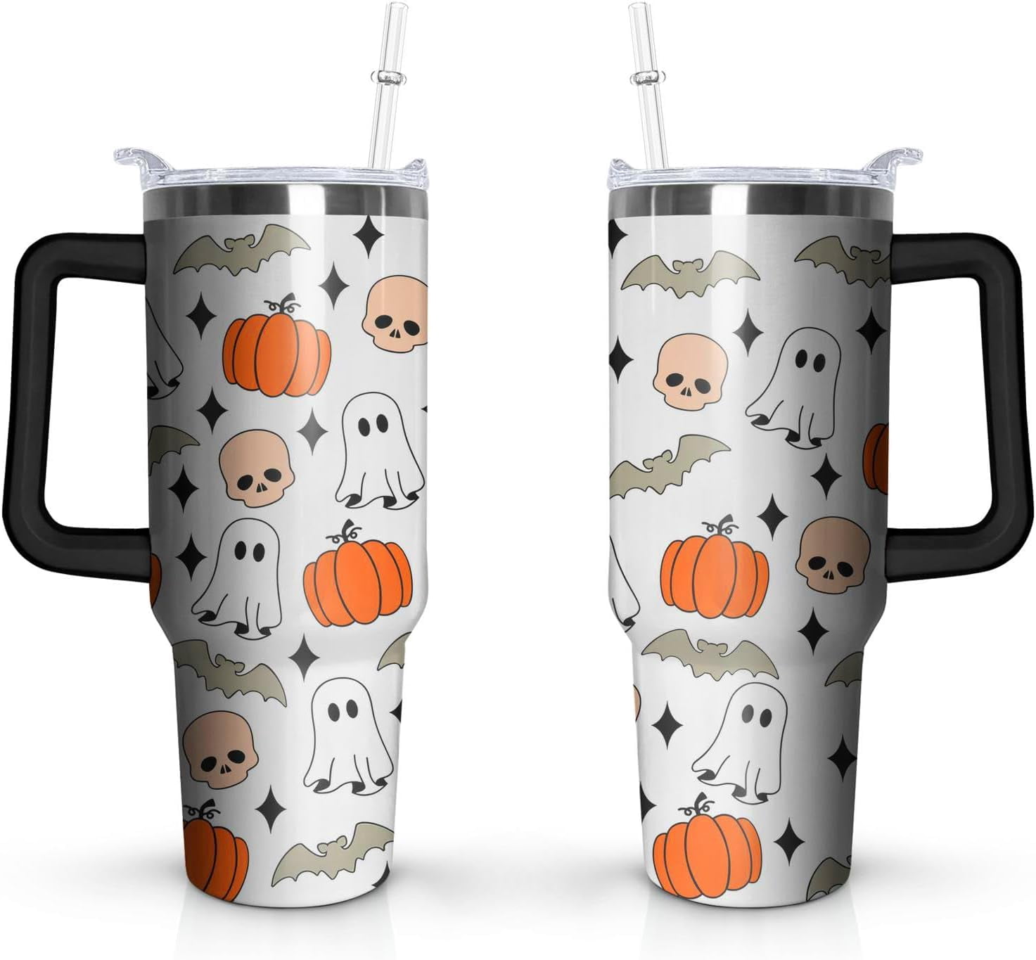 40 Oz Fall Tumbler with Handle and Straw Lid, Fall Cup Stainless Steel Fall Coffee Mug Keeps Drinks Cold & Hot, Autumn Mugs Fall Themed Thanksgiving Gifts For Women
