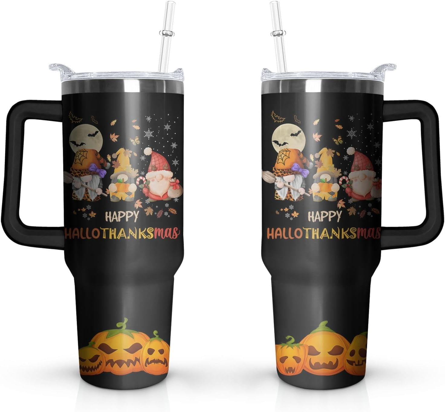 40 Oz Fall Tumbler with Handle and Straw Lid, Fall Cup Stainless Steel Fall Coffee Mug Keeps Drinks Cold & Hot, Autumn Mugs Fall Themed Thanksgiving Gifts For Women