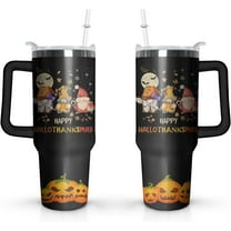 40 Oz Fall Tumbler With Handle and Straw Lid, Stainless Steel Coffee Mug Keeps Drinks Cold & Hot, Autumn Themed Thanksgiving Gifts for Women