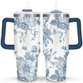 thumbnail image 1 of 40 Oz Flowers Tumbler with Handle and Straw,Double Wall Vacuum Reusable Stainless Steel Water Bottle Leak Proof Insulated Travel Mug Iced Coffee Cup, for Iced or Cold Beverages, 1 of 7