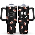 thumbnail image 1 of 40 Oz Football Themed Tumbler with Handle and Straw, Double Wall Vacuum Reusable Stainless Steel Water Bottle Leak Proof Insulated Travel Mug Iced Coffee Cup Perfect Gift for Birthday, 1 of 5