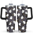 thumbnail image 1 of 40 Oz Halloween Ghost Tumbler with Handle and Straw, Double Wall Vacuum Reusable Stainless Steel Water Bottle Leak Proof Insulated Travel Mug Scary Iced Coffee Cup, for Iced or Cold Beverages, 1 of 7