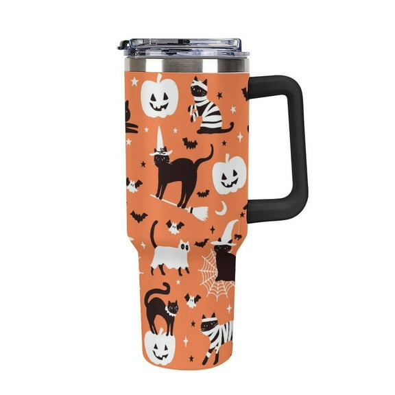40 Oz Halloween Ghost Tumbler With Handle and Straw, Cute Spooky Stainless Steel Insulated Cup Water Bottle
