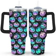 thumbnail image 1 of 40 Oz Halloween Rainbow Pumpkin Tumbler with Handle and Straw, Double Wall Vacuum Reusable Stainless Steel Water Bottle Leak Proof Insulated Travel Mug Scary Iced Coffee Cup, Gift for Friends, 1 of 7