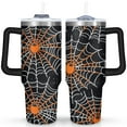 thumbnail image 1 of 40 Oz Halloween Tumbler with Handle and Straw Black, Double Wall Vacuum Reusable Stainless Steel Water Bottle Leak Proof Insulated Travel Mug Scary Iced Coffee Cup, for Iced or Cold Beverages, 1 of 7
