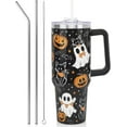 thumbnail image 1 of 40oz Halloween Ghost Cat Tumbler - Insulated Stainless Steel Cup with Handle & Straw | Spooky Holiday Gift for Women, Adults, Teens, 1 of 6
