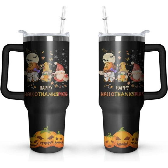 40 Oz Halloween Tumbler with Handle and Straw Lid, Halloween Cup Stainless Steel Halloween Coffee Mug Keeps Drinks Cold & Hot, Halloween Mugs Halloween Themed Thanksgiving Gifts For Women