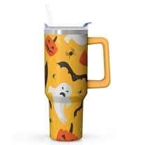 40 Oz Halloween Tumbler with Handle and Straw, Haunted Ghost Skull Cat Travel Tumbler, Halloween Birthday Gifts for Women Adults Teenagers