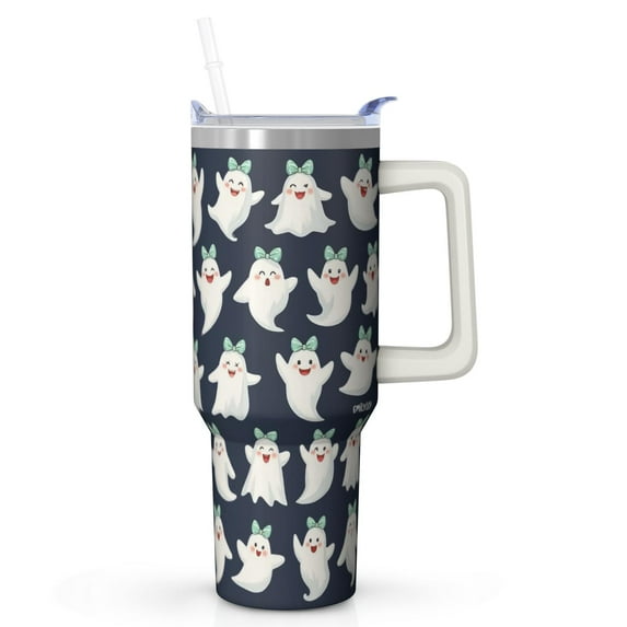 40 Oz Halloween Tumbler with Handle and Straw, Witch Skeleton Cat Insulated Cup Tumbler, Halloween Holiday Gifts for Women Adults Teenagers