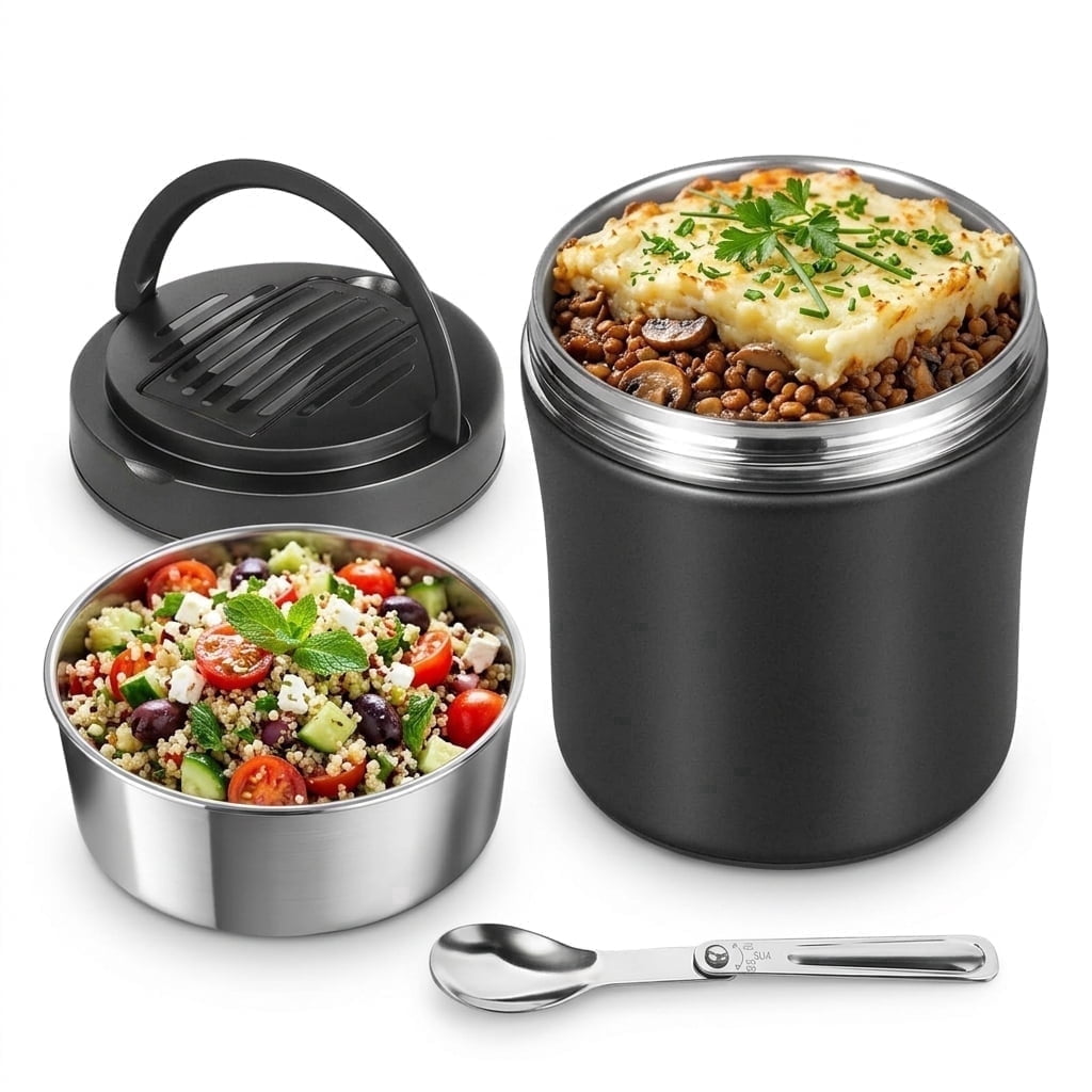 40 Oz Stainless Steel Insulated Food Jar for Hot Food, Leakproof Wide Mouth Thermal Food Container with Handle for Soup, Lunch, Work, School, Travel