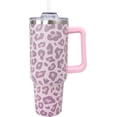 thumbnail image 1 of 40 Oz Leopard Cheetah Animal Print Tumbler with Handle & Straw - Leakproof Travel Mug & Water Bottle, BPA-Free, Ideal Gift for Women (Pink Accents), 1 of 6