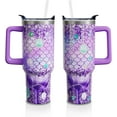 thumbnail image 1 of 40 Oz Mermaid Tumbler with Handle and Lid Straw, Lavender Fish Scale Stainless Steel Travel Cups Birthday Mermaid Lover Gifts for Women Girls (1PC), 1 of 6