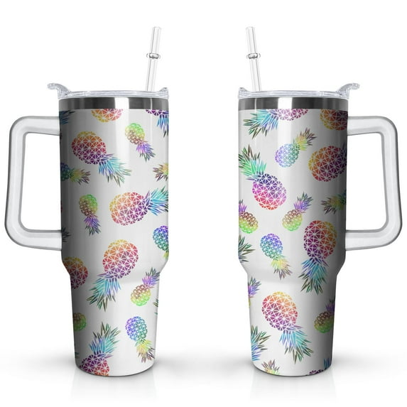 40 Oz Pineapple Tumbler with Handle and Straw Insulated Pineapple Tumbler Pineapple Travel Coffee Mug Pineapple Gifts for Women Pineapple Stuff Pineapple Decor Cup