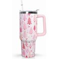 thumbnail image 1 of 40 Oz Pink Christmas Tree Tumbler With Handle,Christmas Tree Coffee Travel Mug Cup,Christmas Decor,Christmas Gifts for Women, 1 of 8