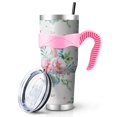 thumbnail image 1 of 40 Oz Pink Floral Feathers Tumbler with Handle and Silicone Straws,Pioneer Double Wall Vacuum Insulated Stainless Steel Travel Mug Leak-Proof Coffee Cup on Screw Lid and Straw Pink, 1 of 2