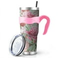 thumbnail image 1 of 40 Oz Pioneer Tumbler with Handle and Silicone Straws,Colorful Floral Double Wall Vacuum Insulated Stainless Steel Travel Mug Leak-Proof Coffee Cup on Screw Lid and Straw Pink, 1 of 2