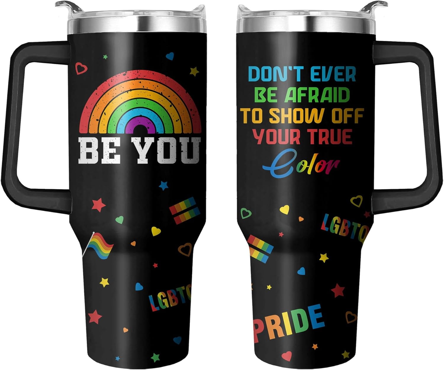 40 Oz Pride Tumbler with Lid and Straw, Gift for Gay Coffee Mug for Men, Pride Rainbow Tumbler Lgbtq Gift for Men Women, Gay Pride Gifts Stainless Steel Pride Mug, Rainbow Cup Lesbian Gifts for Friend