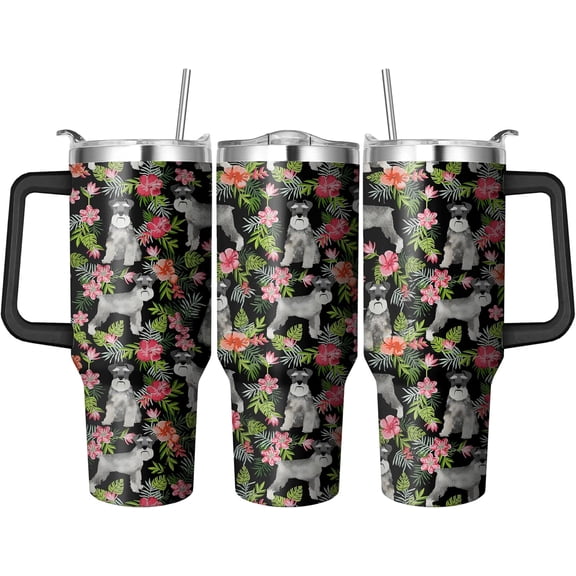 40 Oz Pug Tumbler with Handle and Straw, Double Wall Stainless Steel Pug Cup, Dog Mom Coffee Mug Keeps Drinks Cold & Hot Gifts for Women Mom Friends for Birthday, Chrismas, Thanksgiving