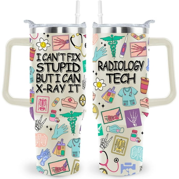 40oz Tumbler Cup for Radiology Technologists - Stainless Steel Insulated Travel Mug with Handle, Perfect Rad Tech Week Gift (Unisex)