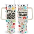 thumbnail image 1 of 40 Oz Respiratory Therapist Tumbler Cup Respiratory Therapist Gifts Stainless Steel Insulated Travel Coffee Mug with Handle Respiratory Therapist Week Gifts for Women Men, 1 of 6