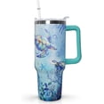 thumbnail image 1 of 40 Oz Sea Turtle Tumbler with Handle Lid and Straw,Double Wall Vacuum Stainless Steel Watercolor Ocean Turtle Cup,Water Bottle,Travel Coffee Mug,Hawaiian Sea Turtle Decor,Accessories, 1 of 5
