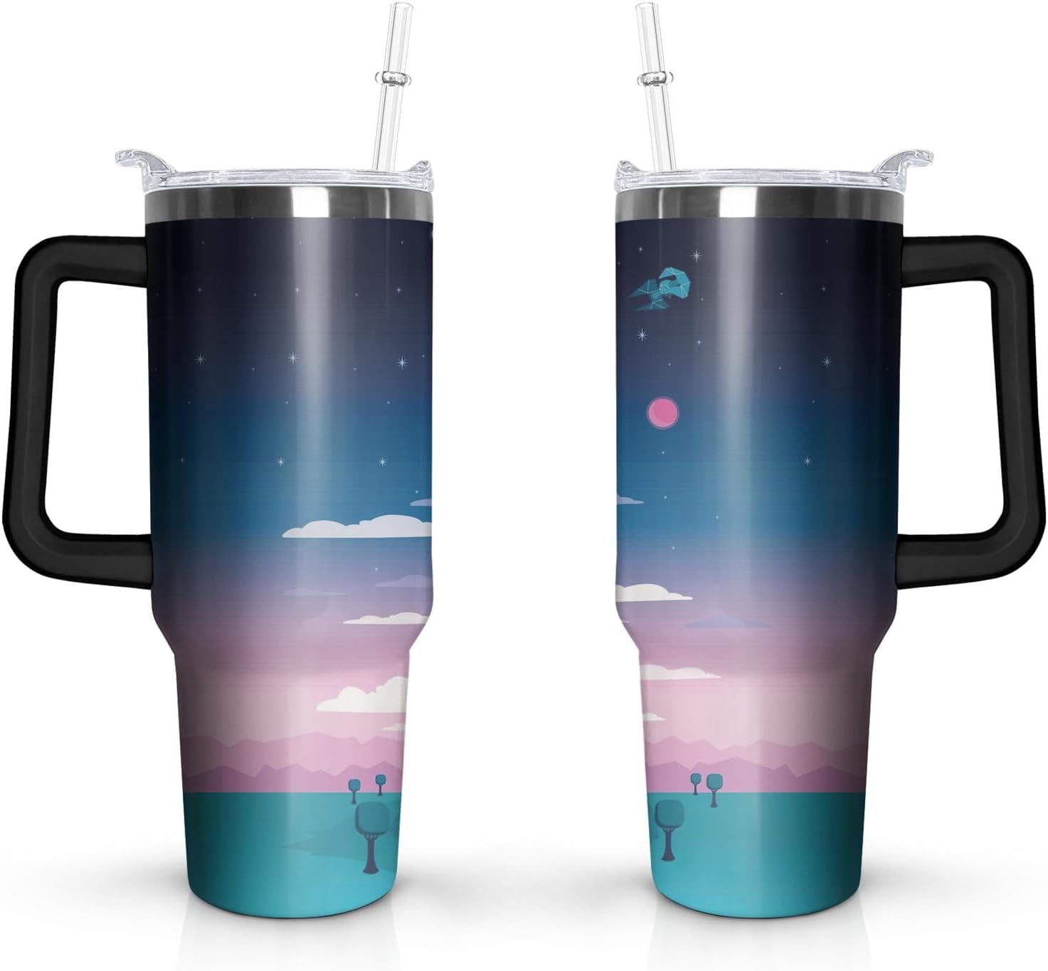 40 Oz Stainless Steel Tumbler with Handle Double Wall Vacuum Insulated ...