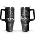 thumbnail image 1 of 40 Oz Sun and Moon Ghost Stainless Steel Tumbler with Handle Halloween Double Wall Vacuum Insulated Travel Mug Flower Vine Moth Leak-Proof Coffee Cup on Screw Lid and Straw, 1 of 1