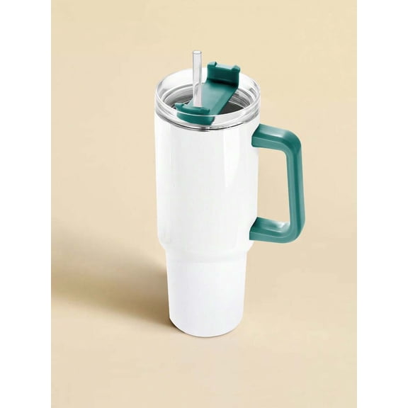 40 Oz Tumbler With Handle And Straw, 100% Leakproof Insulated Tumbler With Lid And Flexible SoftSip Straw, Cup Holder Friendly Insulated Stainless Steel Travel Mug For Iced Coffee, Tea