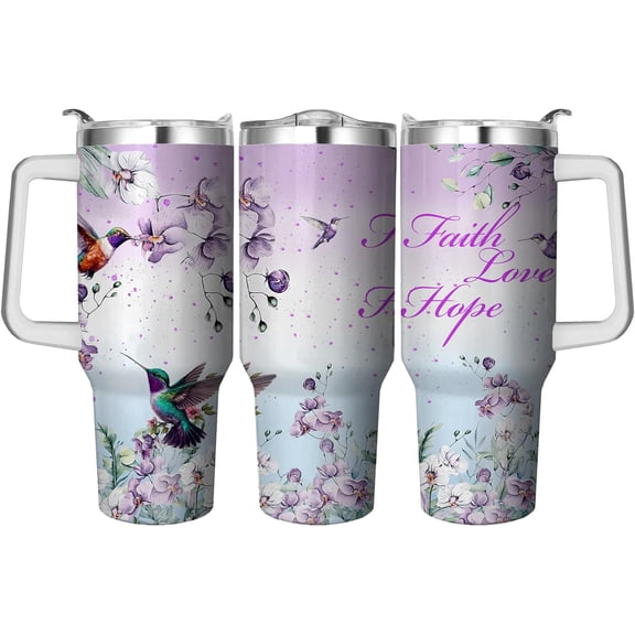 40 Oz Tumbler with Handle and Straw, Double Wall Coffee Travel Mug Spill Proof Leak Proof, Reusable Insulated Water Bottle 40 Oz, Stainless Steel Cup with Handle and Straw Gifts for Women