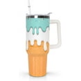 40 Oz Tumbler with Handle and Straw Insulated Double Walled Stainless