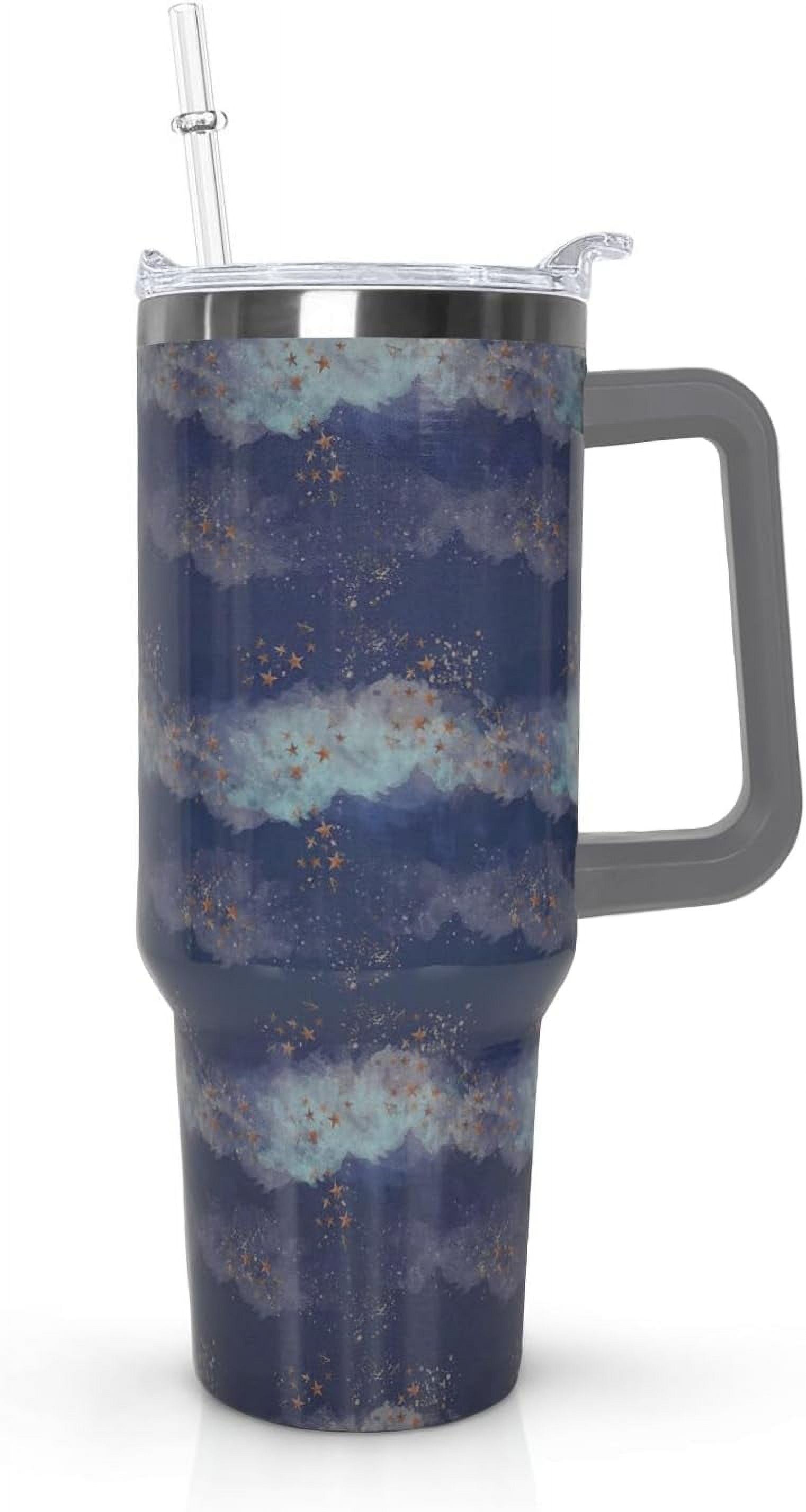 40 Oz Tumbler with Handle and Straw Insulated Double Walled Stainless