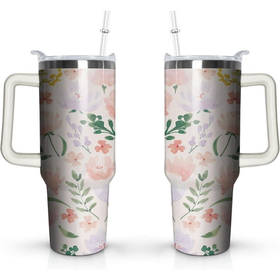 40 Oz Tumbler with Handle and Straw Insulated Double Walled Stainless Steel Travel Mug Gift Box Reusable Tumbler Coffee Travel Mug for Office Portable Insulated Beer Cup for Hot & Cold Drinks