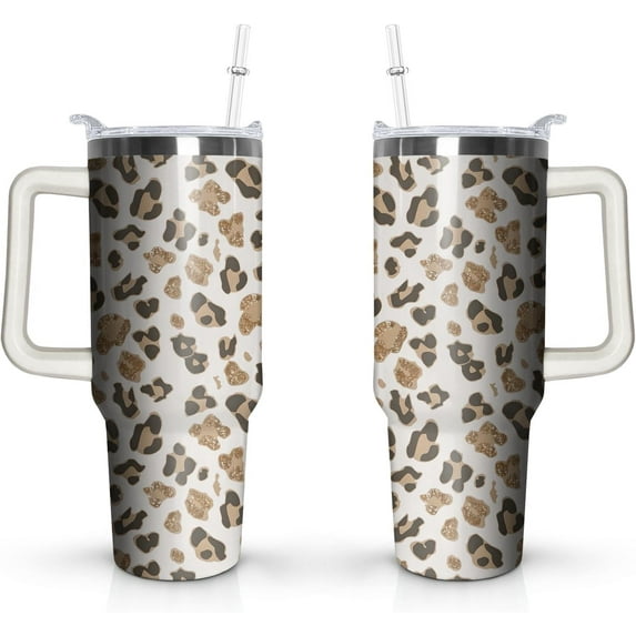 40 Oz Tumbler with Handle and Straw Insulated Double Walled Stainless Steel Travel Mug Gift Box Reusable Tumbler Coffee Travel Mug for Office Portable Insulated Beer Cup for Hot & Cold Drinks