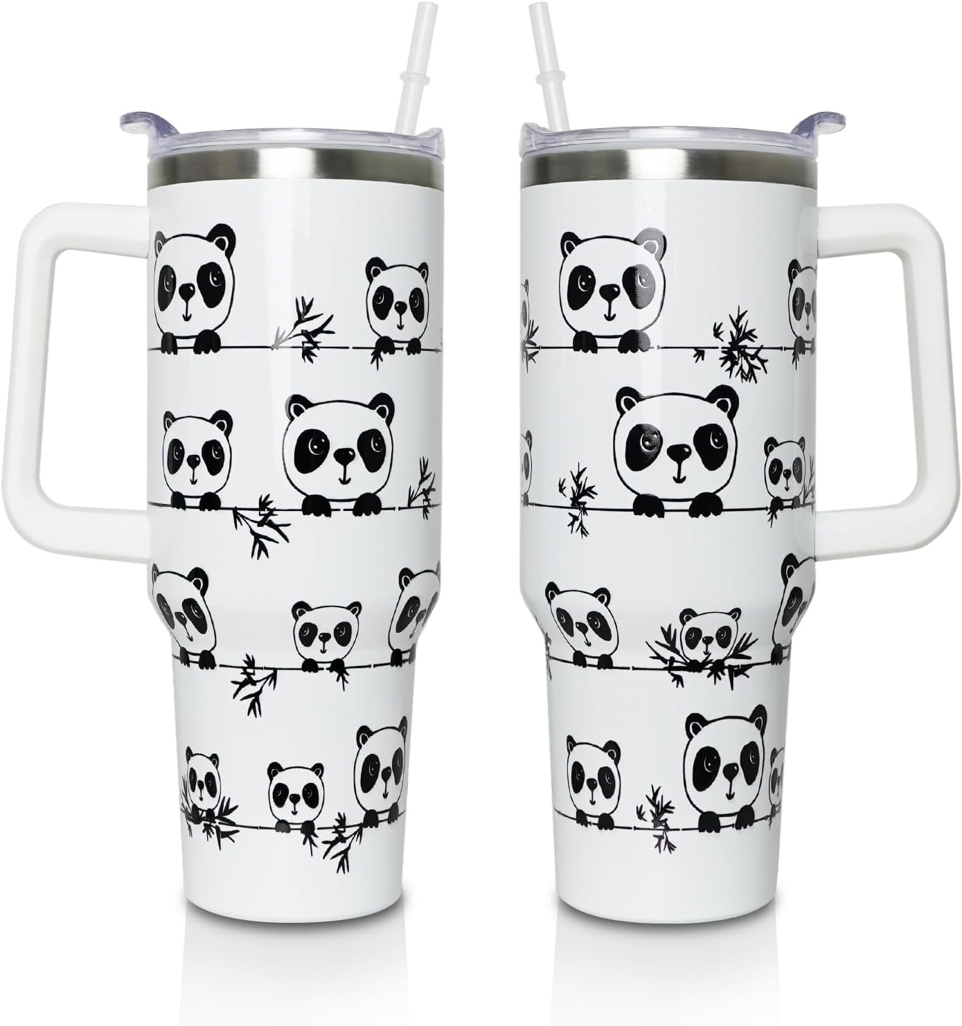 Zbnisiw 40 Oz Valentine's Tumbler – Blue Plaid Hearts Design, Vacuum Insulated With Handle & Straw Lid