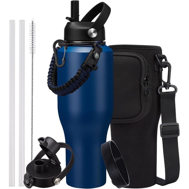 40 Oz Tumbler With Lid And Straw Stainless Steel Insulated Cups W