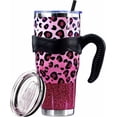 thumbnail image 1 of 40 Oz Tumbler with Handle and Silicone Straws,Coffee Insulated Tumbler with Handle,40 Oz Pink Leopard Water Bottles,Travel Mug with Handle, 1 of 6