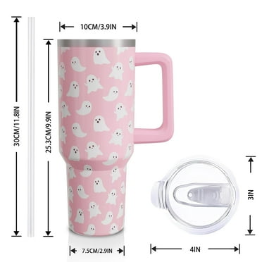 40 Oz Tumbler with Handle and Straw, Cute Stainless Steel Double Walled Vacuum Insulated Cup, Holiday Gifts for Women Girls
