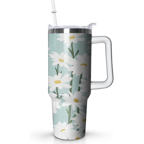 40 Oz Tumbler with Handle and Straw Lid Stainless Steel Water Bottle Travel Mug Double Wall Vacuum Cup