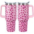 thumbnail image 1 of 40 Oz Valentines Tumbler 3d-Printed Pink Hearts Tumbler Gifts for Couple Women Men Insulated Travel Cup with Handle Lid and Straw, 1 of 7