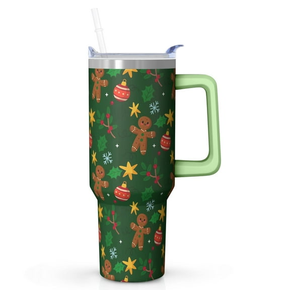 40 Oz Winter Tumbler With Handle, Christmas Day Coffee Mug Cup, Festive Holiday Present