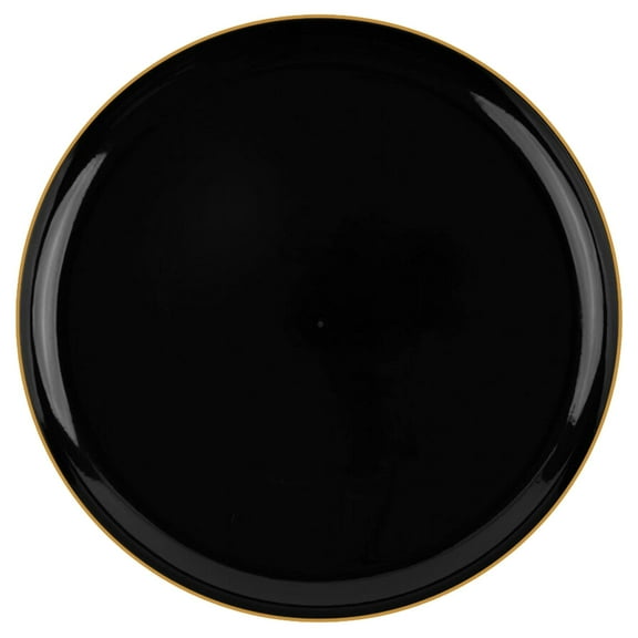 (40 PACK) EcoQuality 10.6" inch Round Black Plastic Plates with Gold Rim Design - Disposable China Like Party Plates, Heavy Duty Dinner Plates, Salad Plate, Dessert, Wedding, Serveware