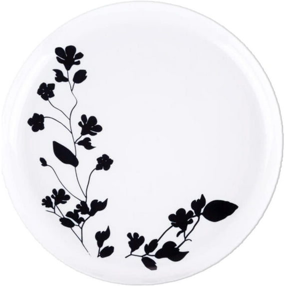 (40 PACK) EcoQuality 6" inch Round White Plastic Plates with Black Garden Design - Disposable China Like Party Plates, Small Heavy Duty Dessert Plates, Salad Plate, Dinner, Wedding, Serveware