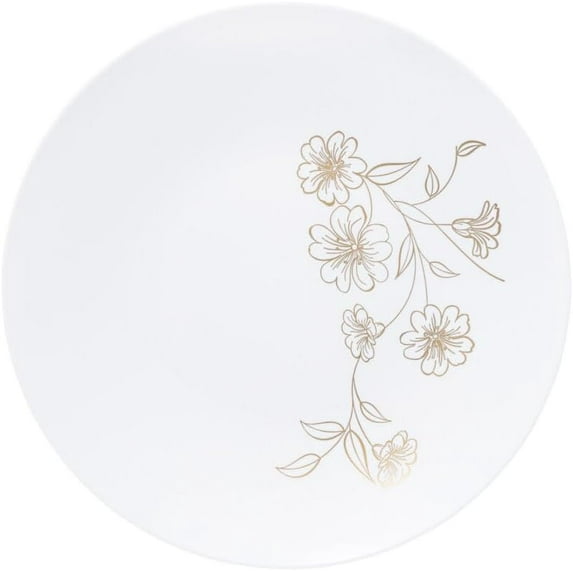 (40 PACK) EcoQuality 9" inch Round White Plastic Plates with Gold Primrose Design - Disposable China Like Party Plates, Heavy Duty Dinner Plates, Salad Plate, Dinners, Wedding, Serveware