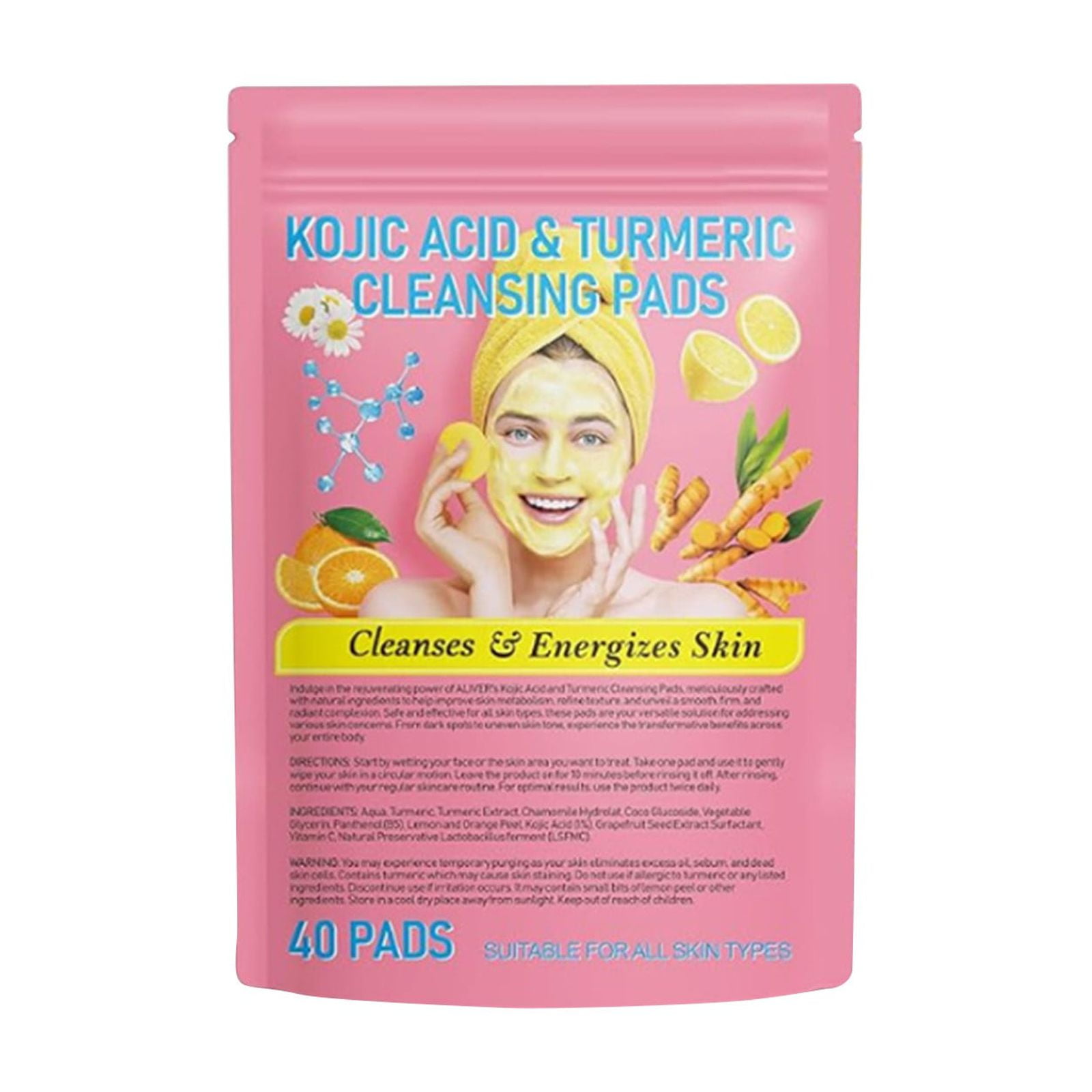 40 PC Koji Acid and Turmeric Cleansing Pads, Turmeric Kojic Acid