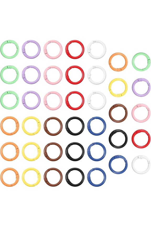40 PCS 10 Colors Round Spring O Rings, Colorful Metal Carabiner 24mm Round Trigger Spring Snap Clip O Rings Buckles for Keychain Purse Handbag Lanyard Paracord
